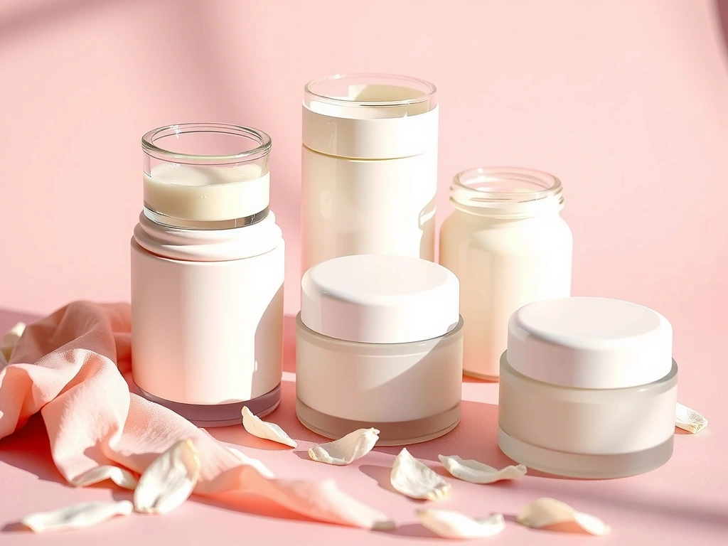 Minimalist image of elegant women's cream jars