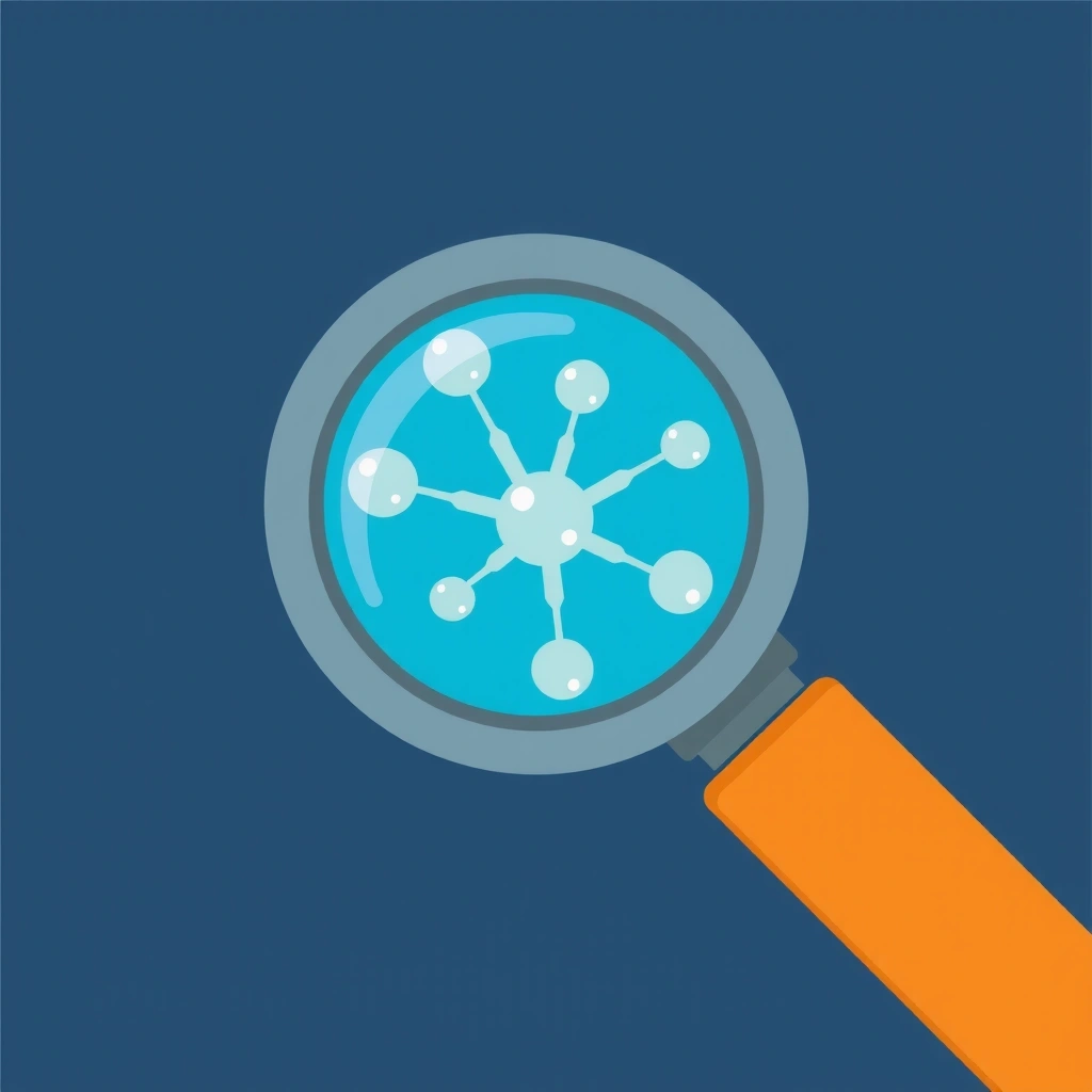 Magnifying glass focusing on skin cells, representing scientific formulation.